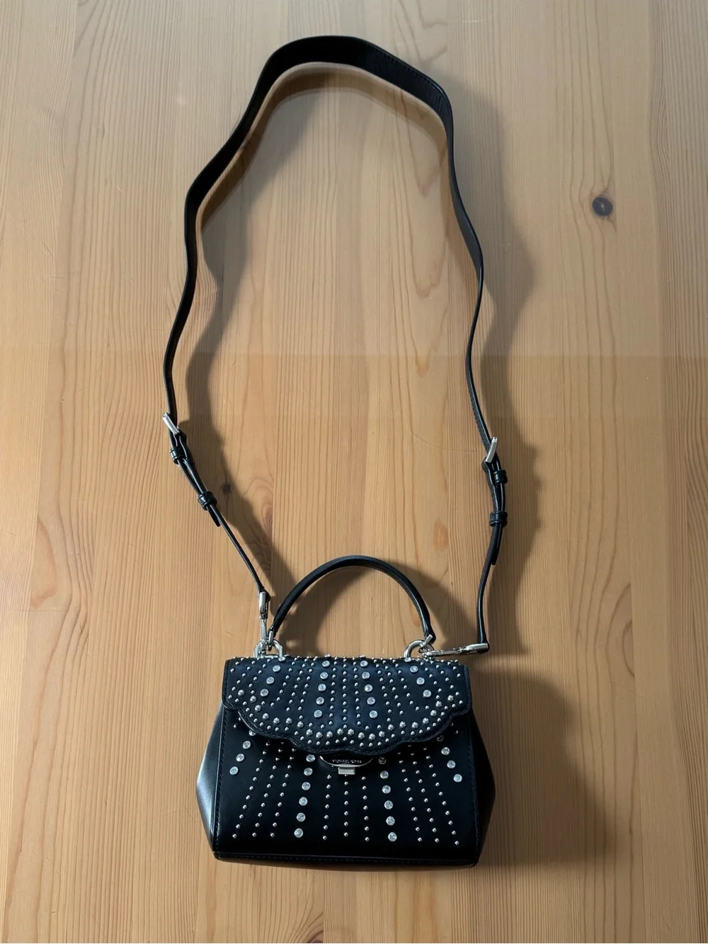Michael Kors Ava Extra Small Studded Crossbody/Shoulder Bag in Black